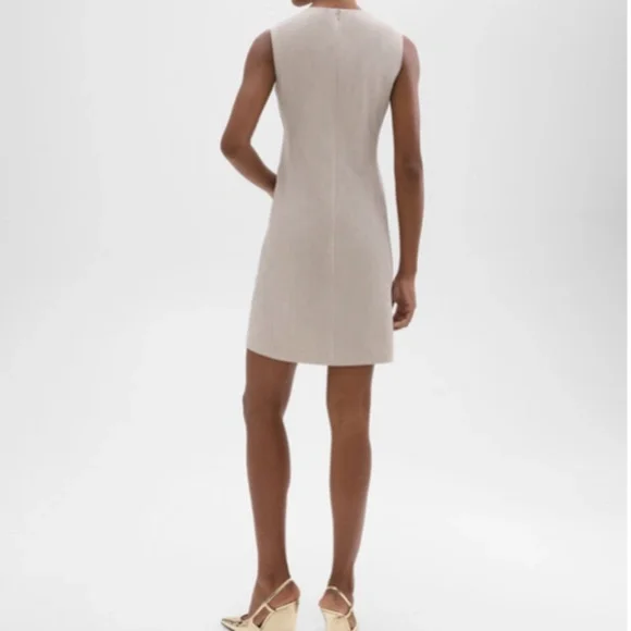 NWT Theory Sleeveless Fitted Dress in Good Wool in Sand Melange - Size 10